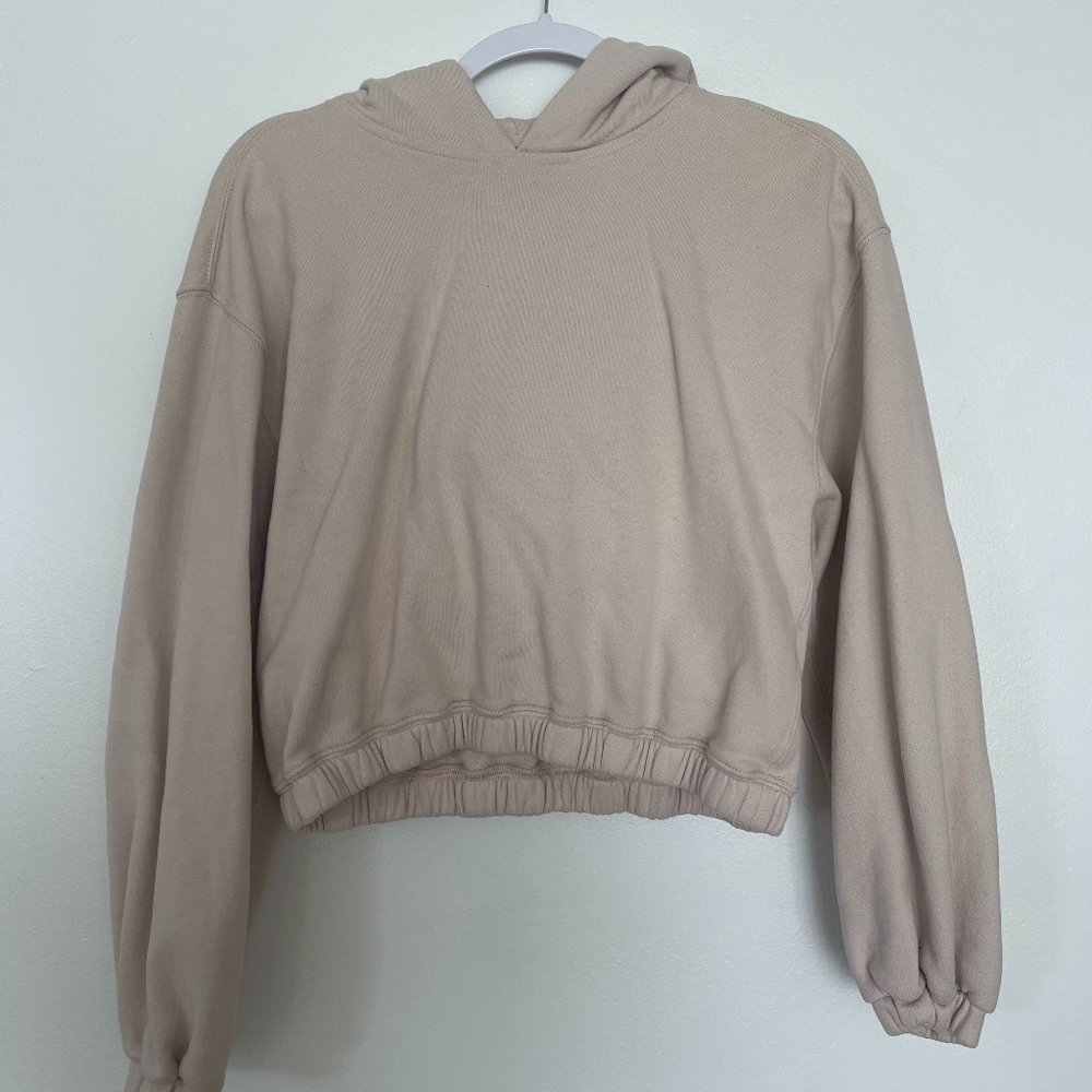 Taupe A&F Cropped Hoodie